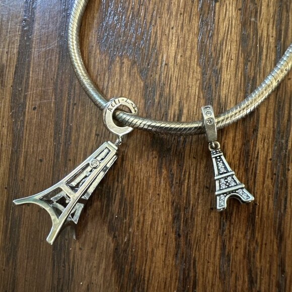 Sterling Silver Paris‎ Charms Eiffel Tower Charm Bracelet - Picture 6 of 7